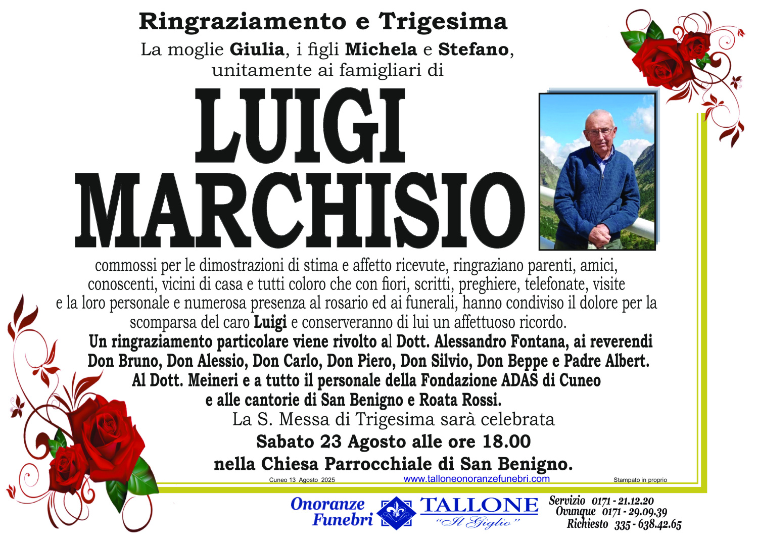 <br />
<b>Warning</b>:  Undefined variable $info in <b>/home/tallone/public_html/ringraziamenti.php</b> on line <b>68</b><br />
Luigi Marchisio
